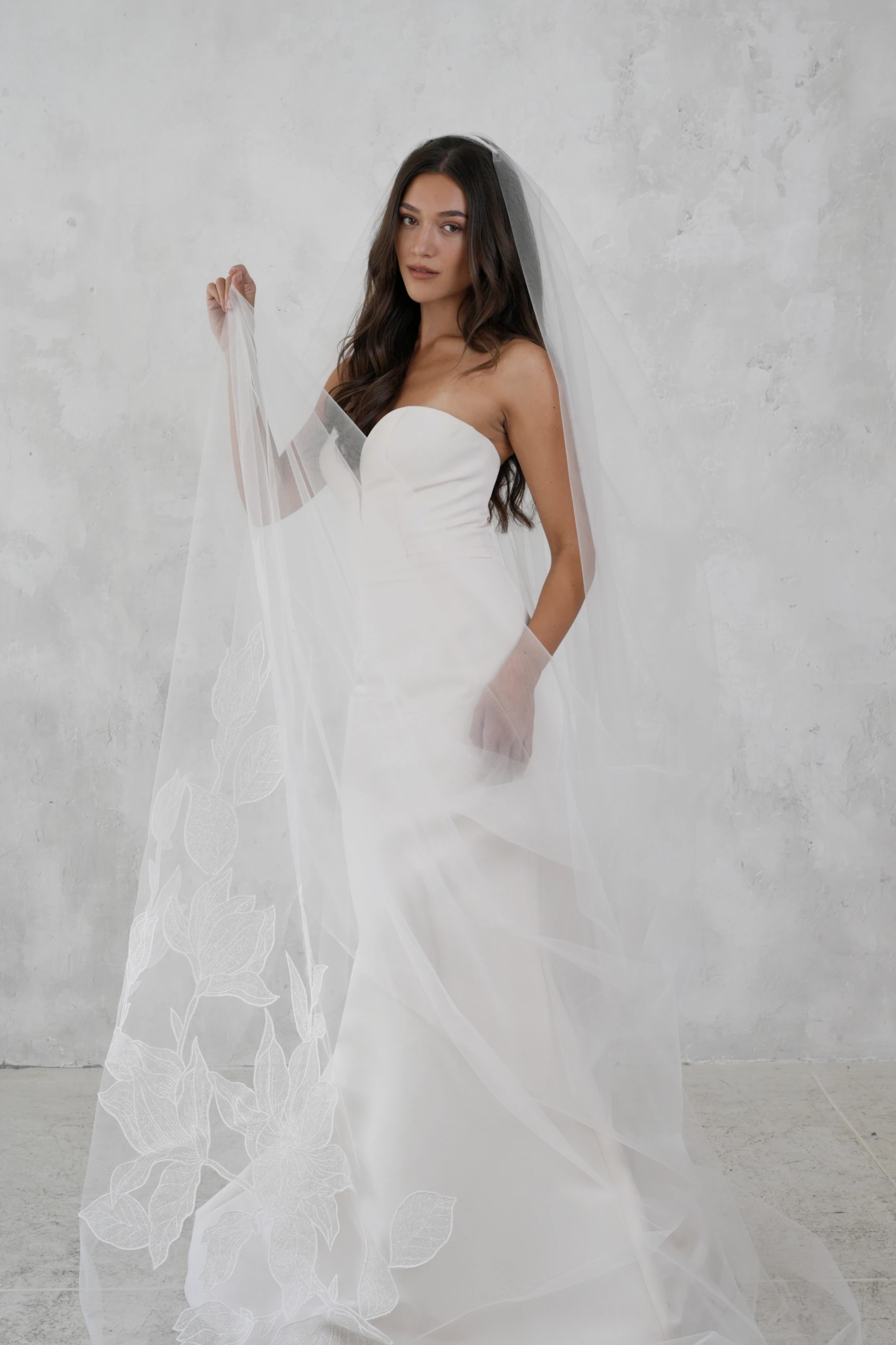 Model wearing a bridal dress