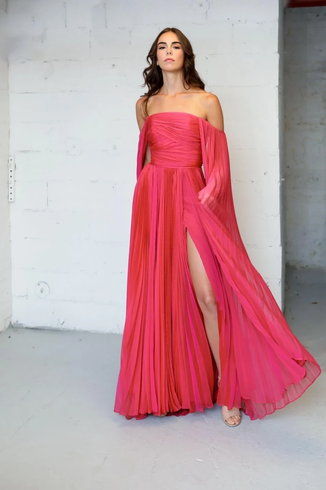Model wearing a evening dress